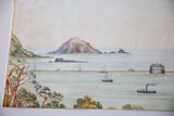 Late 19th century seascape watercolor, highlighting the Breakwater and a steamboat.