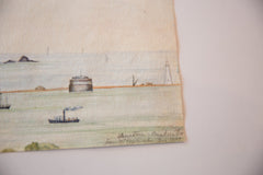 Antique Seascape The Mewstone Breakwater Mt Edgecombe Watercolor Painting / ONH Item 6654 Image 3