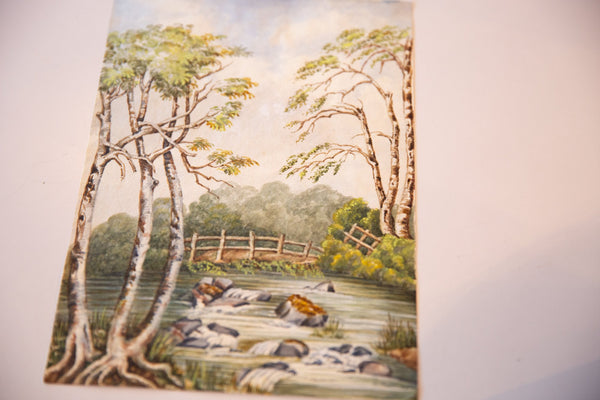 Antique The Flow From Lydford Gorge Waterfall Watercolor Painting / ONH Item 6657 Image 1