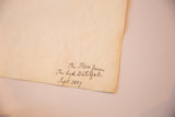 Handwritten inscription 'The Flow from The Lyd Waterfall Sept 1887' on aged watercolor paper.