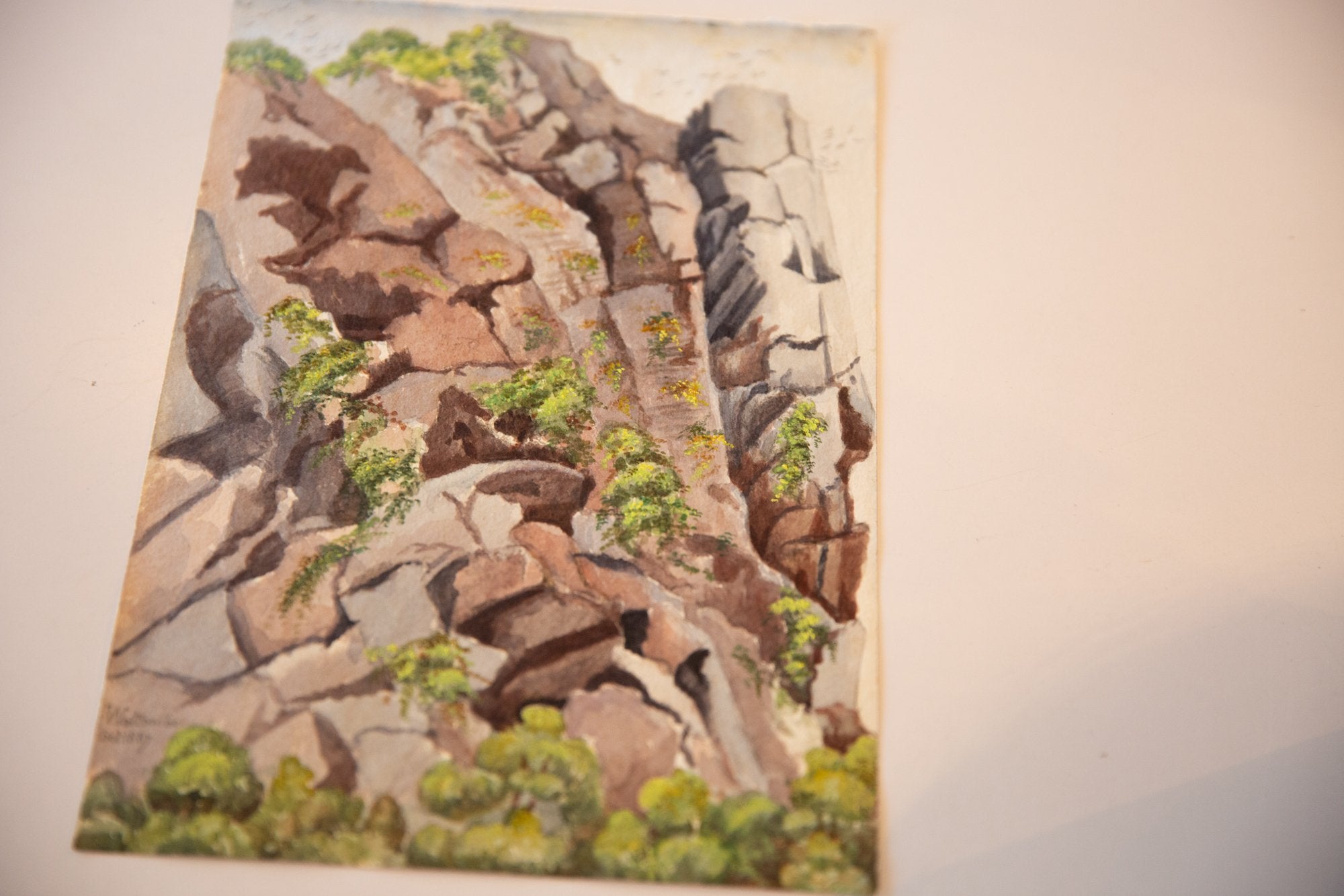 Antique Rocks Watercolor Painting / ONH Item 6659 Image 1