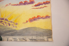 Sunset at Plymouth Watercolor Painting / ONH Item 6660 Image 3