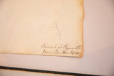 Handwritten 'Sunset at Plymouth from The Hoe Sept 1889' on antique paper.