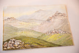Antique English watercolor showing hazy Dartmoore hills and the paper's soft aged texture.