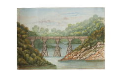 Railway Bridge Watercolor Painting / ONH Item 6662
