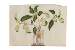 Botanical in Vase Watercolor Painting  / ONH Item 6663