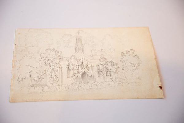 Antique Sketch Church Wellington Somerset / ONH Item 6667 Image 1