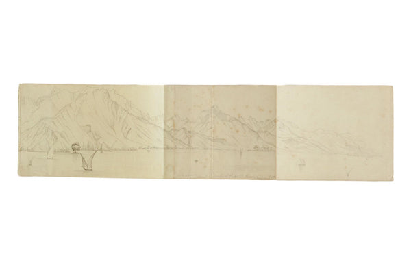 Antique Unfinished Sketch Seascape Baths of Hotel Biron / ONH Item 6668