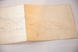 Late 19th century seascape pencil sketch showing a boat and time-softened paper patina.
