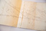 Antique unfinished seascape sketch detail on aged paper, showing folds and fine pencil lines.