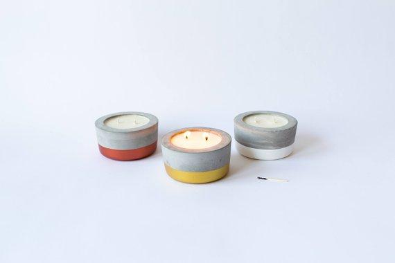 Scented Soy Candle in Gold Dipped Concrete // ONH Item 6675 Image 1