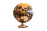 Vintage 1950s Cram's black globe with gold continents on a dark base, 10 inch.