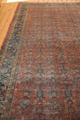 Vintage Mahal carpet: madder red field, even wear reveals foundation and henna plan.