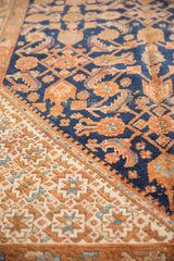 Navy Herati motif meets unusual sand starburst border on this vintage Hamadan runner.