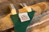Oxford Pennant label on forest green wool felt pennant, made in the U.S.A.