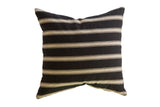 Black and Khaki Striped Throw Pillow featuring a strong horizontal pattern, 20x20 inches.