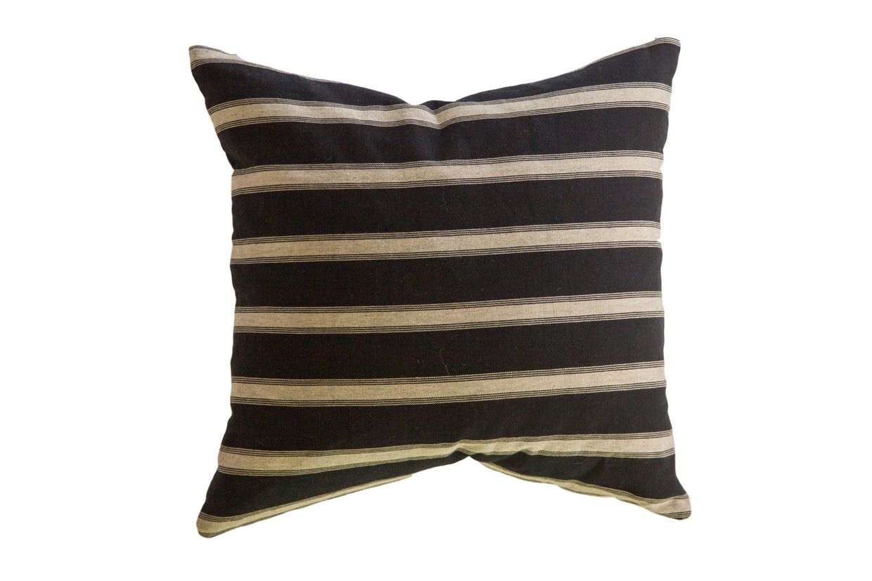Black and Khaki Striped Throw Pillow // ONH Item 6742
