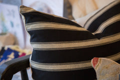 Black and Khaki Striped Throw Pillow // ONH Item 6742 Image 2