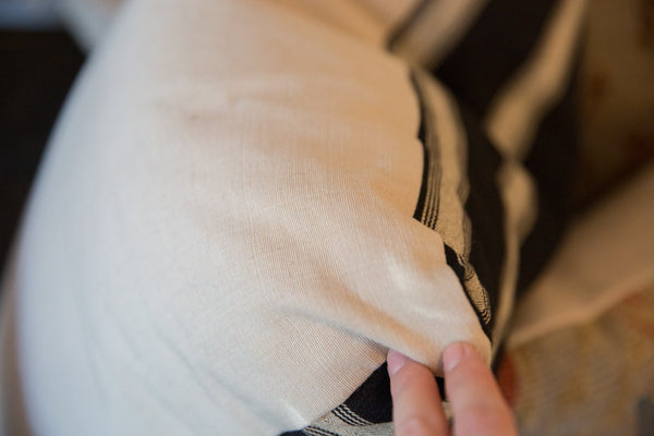 Black and Khaki Striped Throw Pillow // ONH Item 6742 Image 4