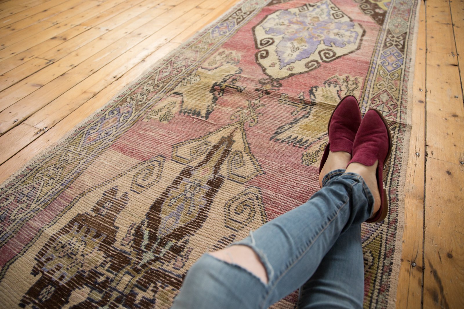 3.5x11 Vintage Distressed Oushak Rug Runner // ONH Item 6748 Image 1