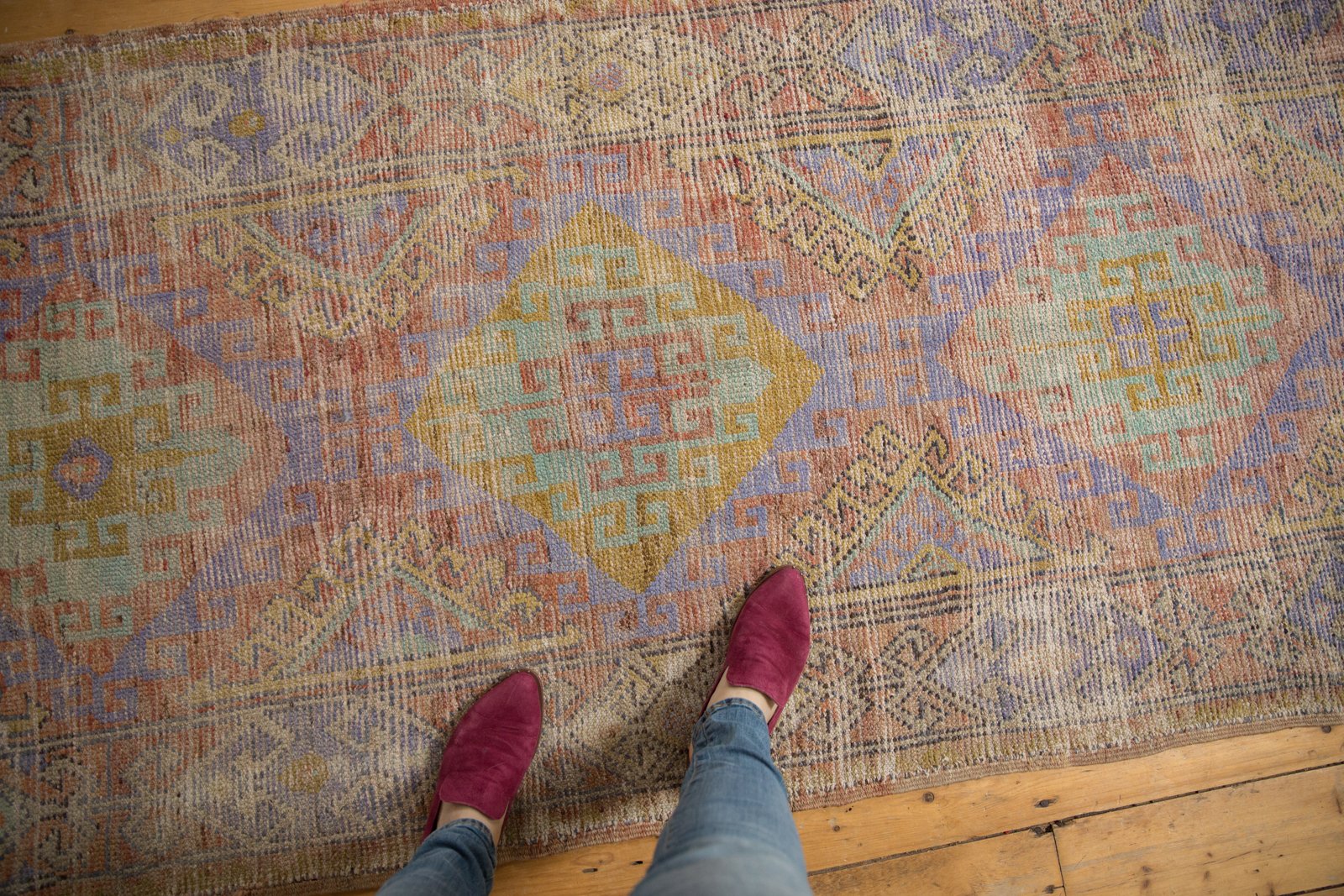 3.5x9.5 Vintage Distressed Oushak Rug Runner // ONH Item 6756 Image 1