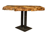 Live Edge Side End Table with organic wood top and sturdy dark iron base.