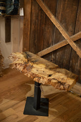 Live Edge Side End Table with natural wood grain and rough, unique edge details.