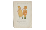 Antique M. T. Ross book page illustration of Vegetable Marrow and Summer Squash characters.