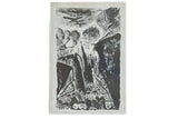 Black and white vintage 'Madhouse' lithograph showing distressed figures from 1929.