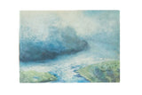Vintage pastel art print of Delaware Water Gap, featuring misty blue and green landscape.