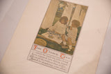 Antique Jessie Willcox Smith lithograph upper scene with children at 'Five O'Clock Tea'.
