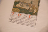 Antique lithograph featuring ornate orange 'Five O'Clock Tea' title and rhyming verse.