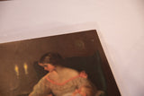 The textured surface and top corner of a vintage Francis Day lithograph.