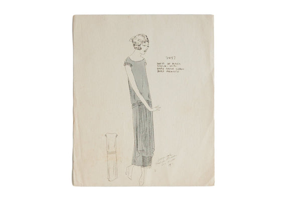 Antique Hand-colored 1920s Fashion Art