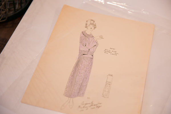 Antique Hand-colored 1920s Fashion Art Image 1