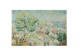 Vintage Landscape with Tree print, showing soft spring colors and textured brushstrokes.