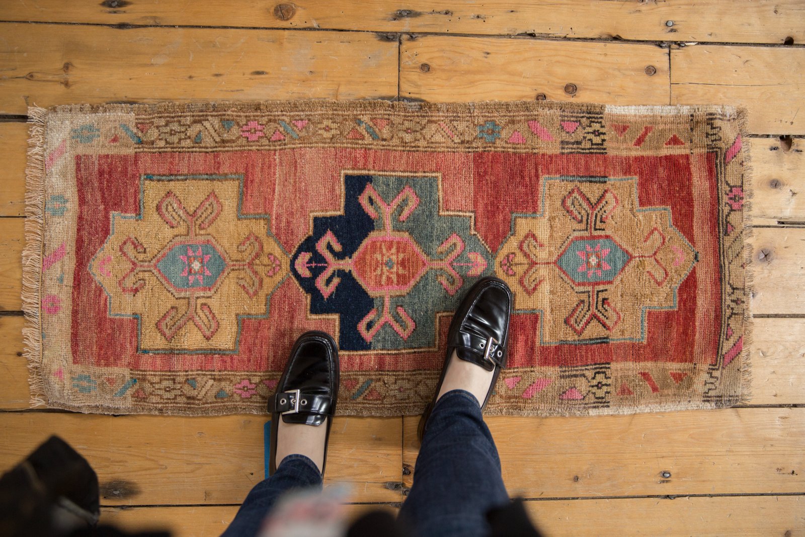 Vintage Distressed Oushak Rug Mat Runner / ONH item 6874 Image 1