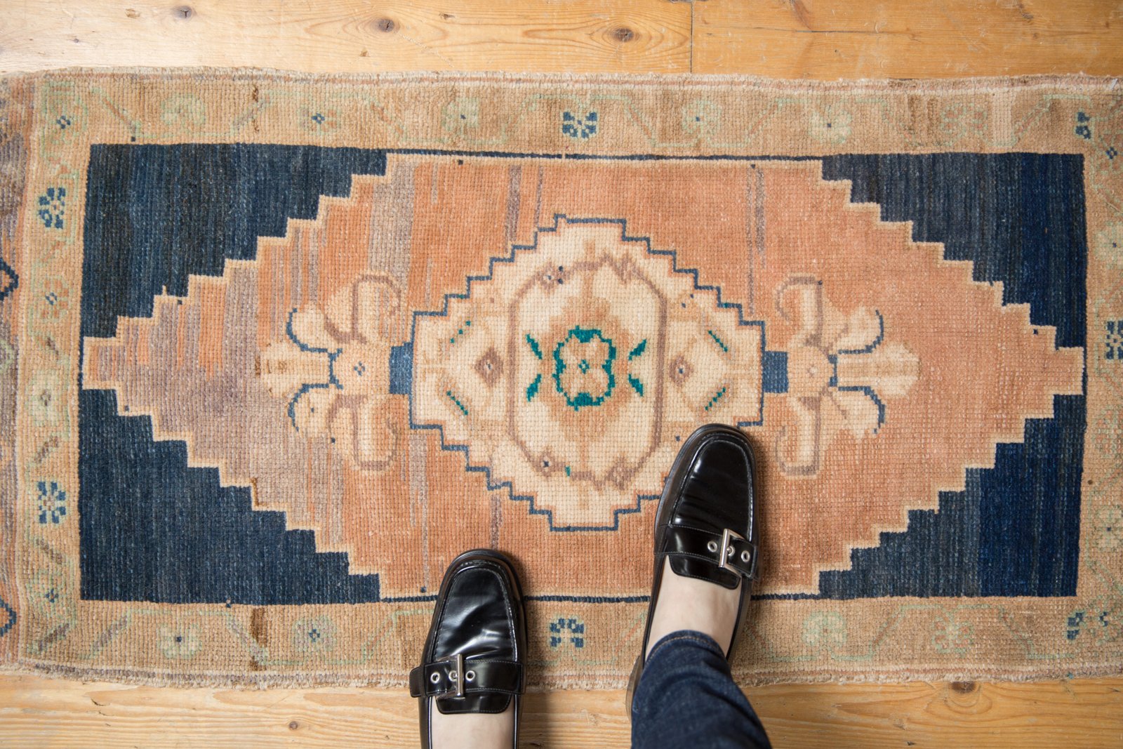 Vintage Distressed Oushak Rug Mat Runner / ONH item 6875 Image 1