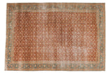 Distressed Sivas carpet, allover terracotta Herati motif with dusty teal border, 6'6