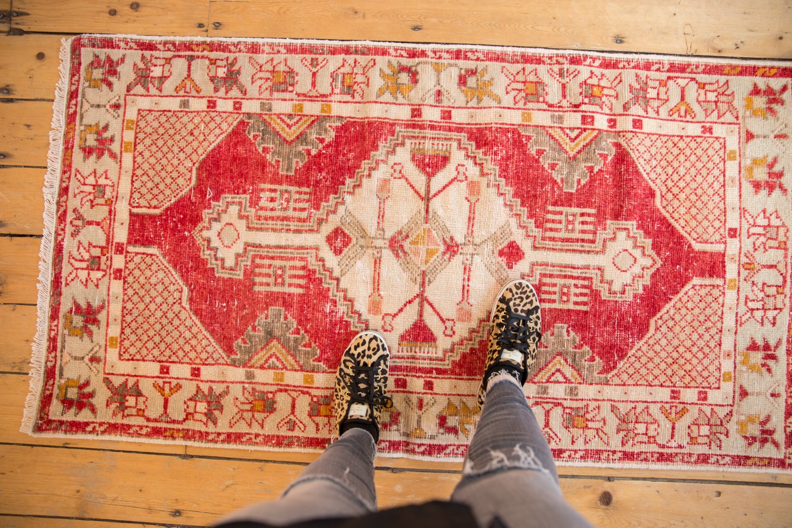 2.5x5 Vintage Distressed Oushak Rug Runner // ONH Item 6949 Image 1