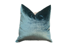Made in USA Luxe Teal Blue Velvet Throw Pillow // ONH Item 6955