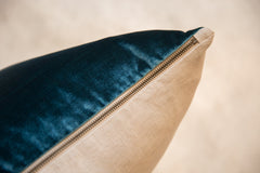 Made in USA Luxe Teal Blue Velvet Throw Pillow // ONH Item 6955 Image 5