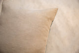 Light beige natural linen backing texture for the velvet throw pillow.