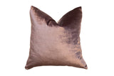 Light lavender plum luxe velvet throw pillow, 20x20 inches, with plush texture.