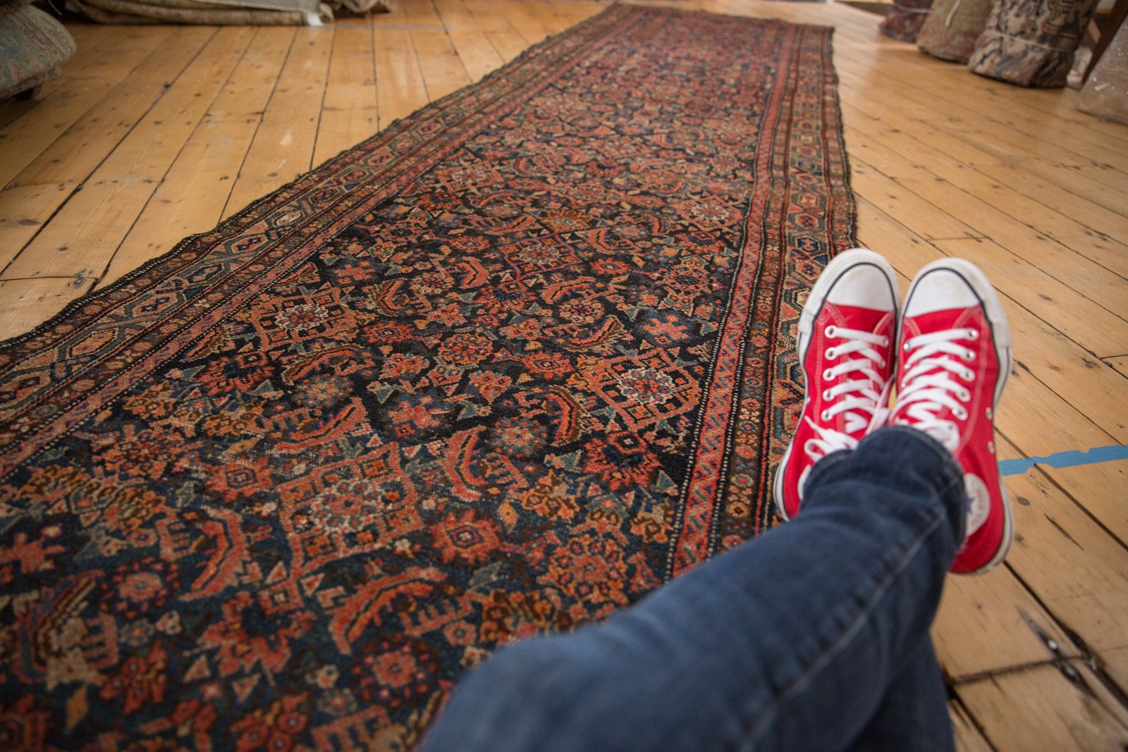 3.5x16.5 Vintage Hamadan Rug Runner // ONH Item 6957 Image 1