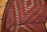 Antique Verneh runner's hand-woven concentric diamond pattern in brick red, ivory, blue, green.