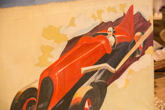 Vintage 1940s Folk Art Race Car Painting // ONH Item 7003 Image 1