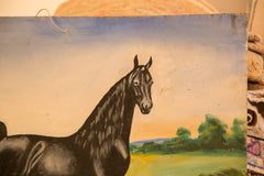 Vintage Folk Art Black Horse Painting // ONH Item 7004 Image 2