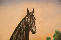 Vintage Folk Art Black Horse Painting // ONH Item 7004 Image 3