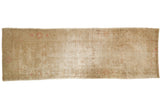 Vintage Distressed Oushak runner, subtle pink patterns on beige and sand tones, 2'10